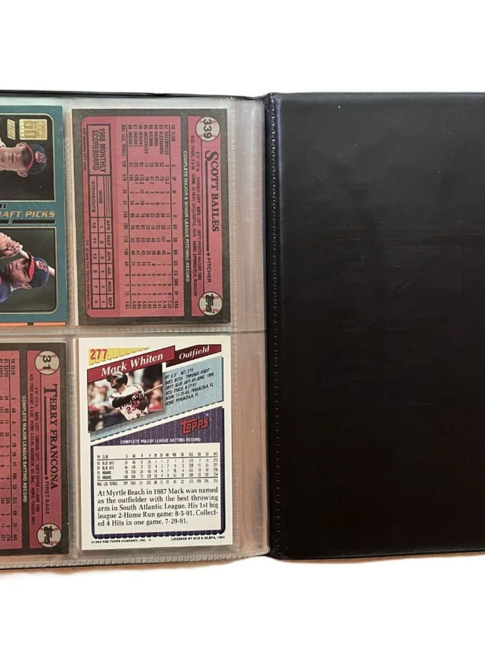 41 Card Lot 1980s-90s Cleveland Indians Trading Cards Album